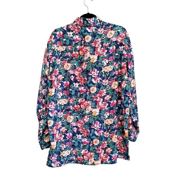 Michel Antoni Studio Silk Blouse Floral Womens Size 14 Button Up Grannycore - Picture 3 of 3